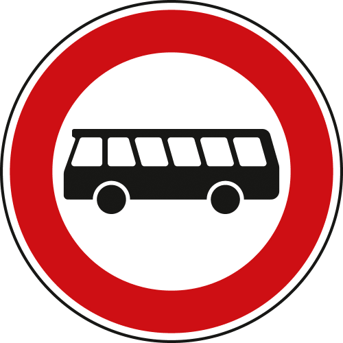 Verkehrsschild Verbot für Kraftomnibusse mit rotem Rand und schwarzem Bus-Symbol