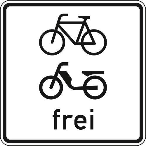 Verkehrsschild Radverkehr und Mofas frei mit Fahrrad- und Mofa-Symbol