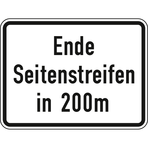 Verkehrsschild Ende Seitenstreifen in 200 m VZ 1007-59