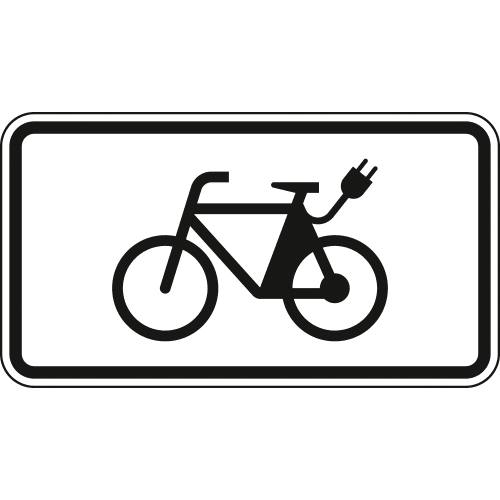 Verkehrsschild VZ 1010-65 mit Symbol eines E-Bikes und elektrischem Stecker