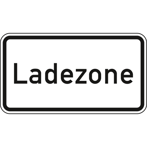 Verkehrsschild Ladezone VZ 1012-30 weiß mit schwarzem Rand und Schrift