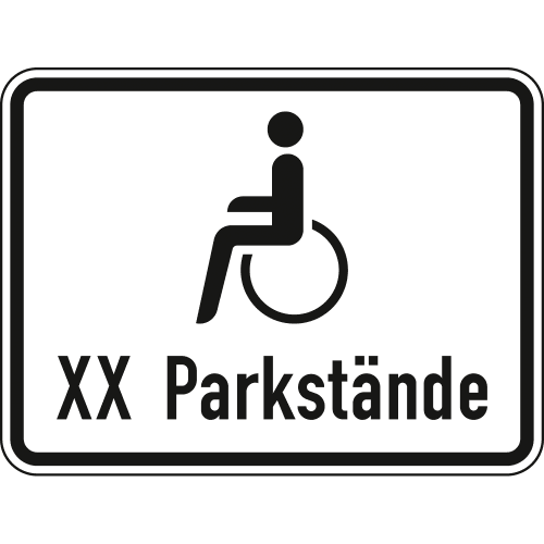 Verkehrsschild für nur Schwerbehinderte mit außergewöhnlicher Gehbehinderung und Blinde mit Anzahl der Parkstände