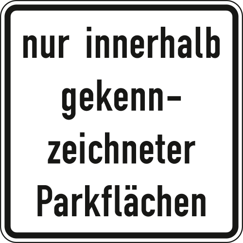 Verkehrsschild nur innerhalb gekennzeichneter Parkflächen VZ 1053-52