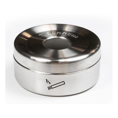 Edelstahl Tischascher RONDO PICCOLO mit 1 Liter Inhalt und Zigarettensymbol