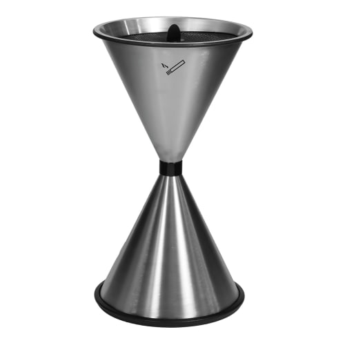 Standascher DIABOLO aus Edelstahl mit Ascherschale und Sieb, doppelkonische Form