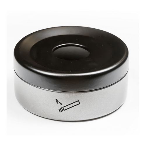 Tischascher RONDO PICCOLINO mit schwarzem Deckel und silbernem Unterteil, Fassungsvermögen 0,2 Liter