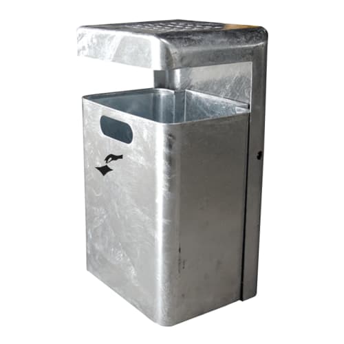 Abfallbehälter inkl. Ascher MONDO zur Wandmontage aus Metall mit 35 Liter Fassungsvermögen