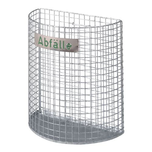 Halbrund-Abfallbehälter FILIGRANO II aus Metallgitter mit Aufschrift Abfälle, Inhalt 18 bis 27 Liter