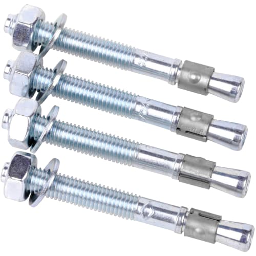 Montageset mit vier verzinkten Schrauben und Muttern für Rammschutz-Poller und Balken B&S BASIC PRO