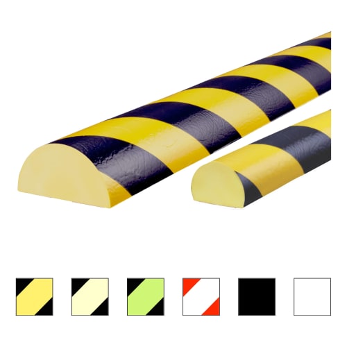 Flächenschutzprofil Knuffi Typ C und C+ selbstklebend in gelb-schwarzen Warnstreifen