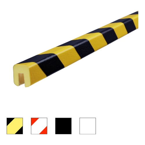 Kantenschutzprofil Knuffi Typ G aufsteckbar in gelb-schwarz gestreift zum Schutz von Kanten
