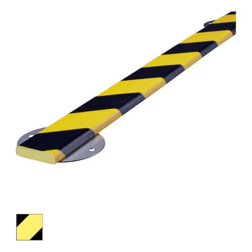 Flächenschutzprofil Knuffi WPK Typ F zum Anschrauben, gelb-schwarz gestreift, mit Metallbefestigung