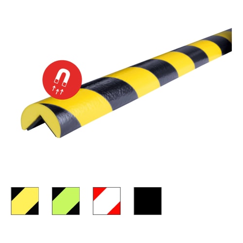 Eckschutzprofil Knuffi Typ A magnetisch in gelb-schwarzen Warnstreifen mit Magnetfunktion