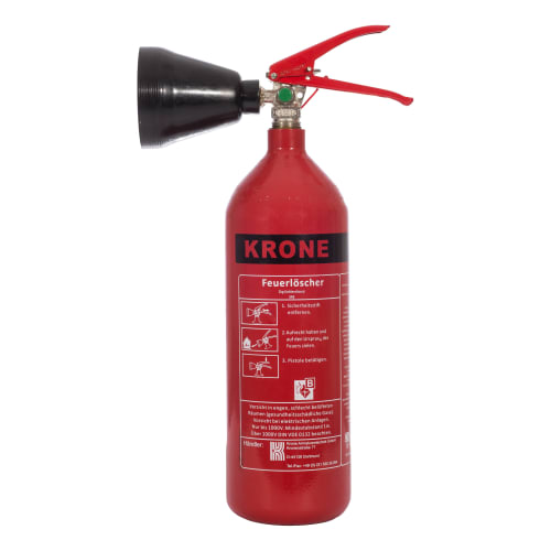 Krone CO2 Feuerlöscher 2 kg mit rotem Gehäuse und schwarzer Auslassdüse