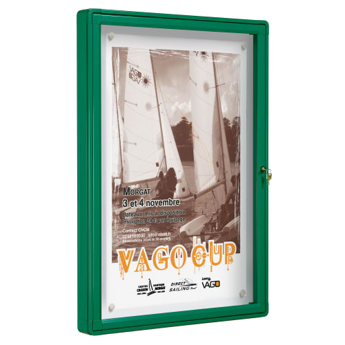 Grüner Schaukasten Modell Schaukasten 2000 von VITINCOM® mit Segelboot-Poster