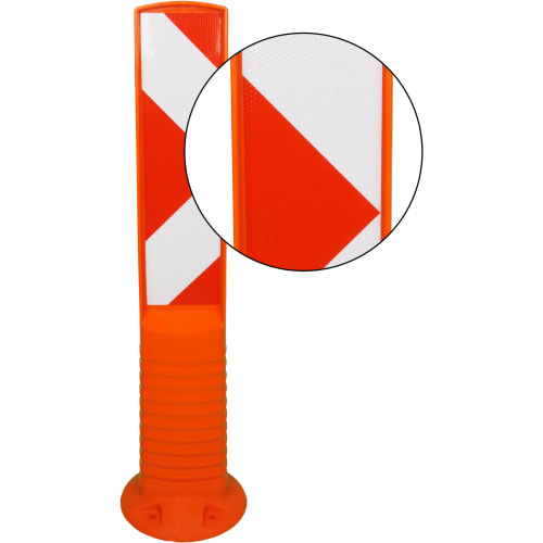 Reflexfolie für Flexibake Ersatzfolie mit rot-weißen diagonalen Streifen auf flexiblem orangefarbenem Pfosten