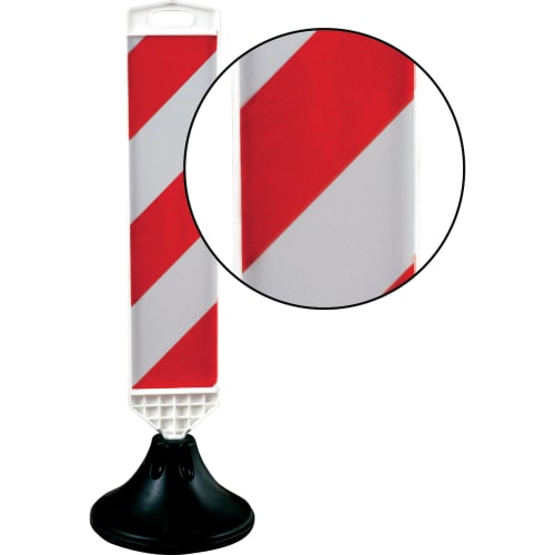 Reflexfolie für Minibake Ersatzfolie mit rot-weißen diagonalen Streifen auf schwarzem Standfuß