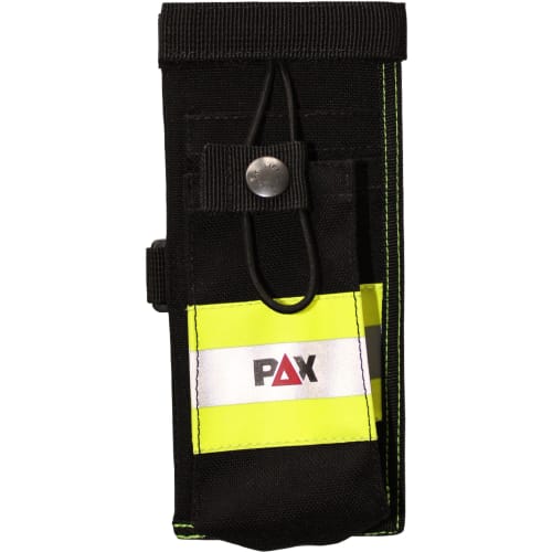 Schwarzes Holster für Industrieleuchte ADALIT IL-300 mit reflektierendem PAX-Logo