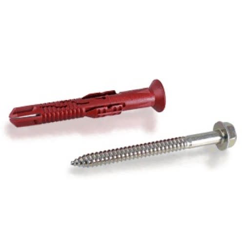 Straßenanker für Fahrbahnschwelle und Kabelbrücke EASY RIDER 10/150 mit rotem Dübel und Schraube