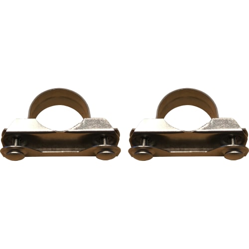 Rundformschellen-Set aus Metall zur Befestigung von Verkehrsschildern, bestehend aus zwei Schellen mit Schrauben