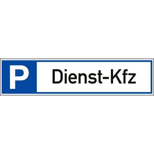 Parkplatzschild mit der Aufschrift Dienst-Kfz in blau und weiß