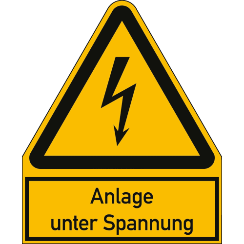 Warnschild Anlage unter Spannung mit Blitzsymbol ISO 7010