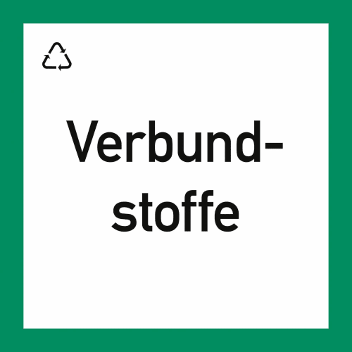 Wertstoffkennzeichnung Verbundstoffe Recycling Symbol auf weißem Hintergrund mit grünem Rand