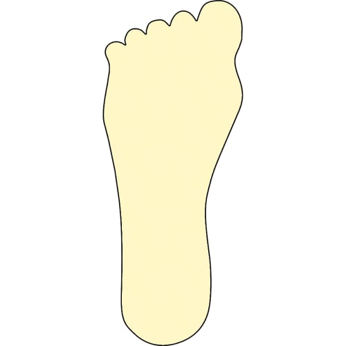 Antirutsch-Bodenmarkierung in Form eines Fußabdrucks in hellgelber Farbe