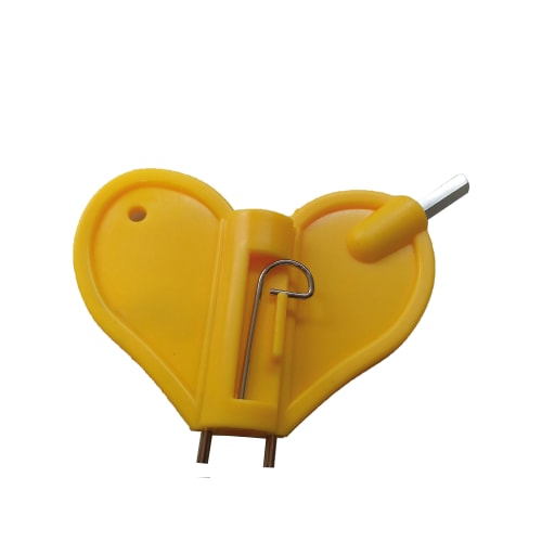 Gelber Spezialschlüssel für Baustellen-Warnleuchten mit Metallstiften und Kunststoffgriff