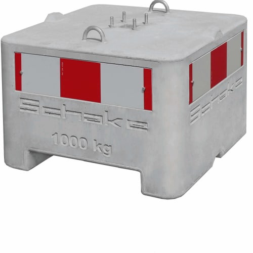 Warnschildzeichen RA1 für Beton-Aufstellvorrichtung mit 1000 kg Gewicht und roten weißen Markierungen