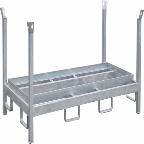 Lager- und Transporttraverse aus Metall für Fußplatten, verzinkt, mit Griffen und Aufnahmen