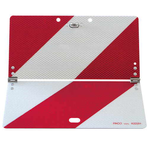 Klappbare Parkwarntafel rot-weiß mit diagonalen Streifen, bauartgeprüft und RA3-reflektierend