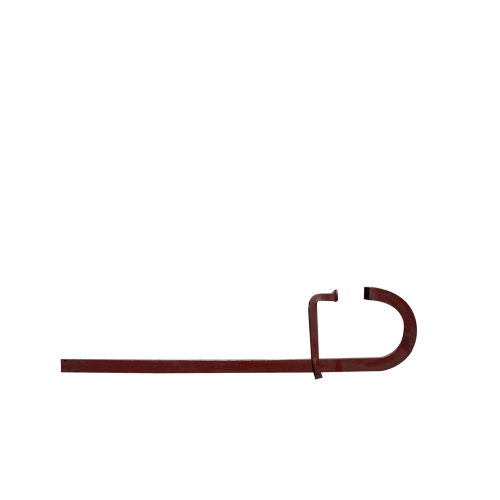 Rostrote Betonzwinge aus Metall zur Befestigung von Schalungen im Betonbau