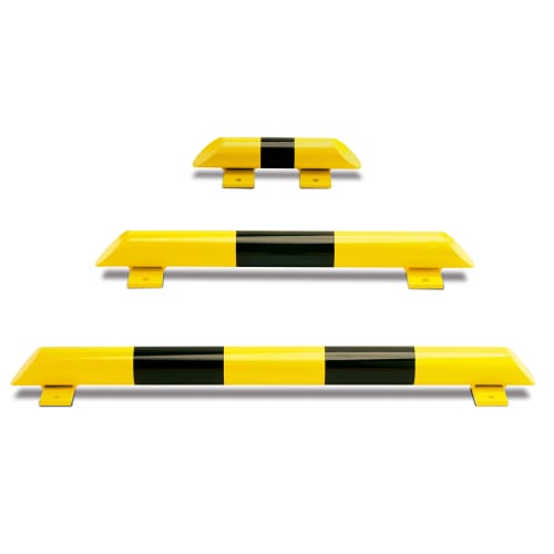 Rammschutzbalken WACHTWERK X® aus Stahl in gelb mit schwarzem Streifen, Stärke S Ø 76 mm, verschiedene Längen