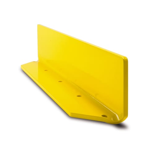 Gelber Regalanfahrschutz Leitbord WACHTWERK X aus Stahl mit 6 mm oder 10 mm Stärke