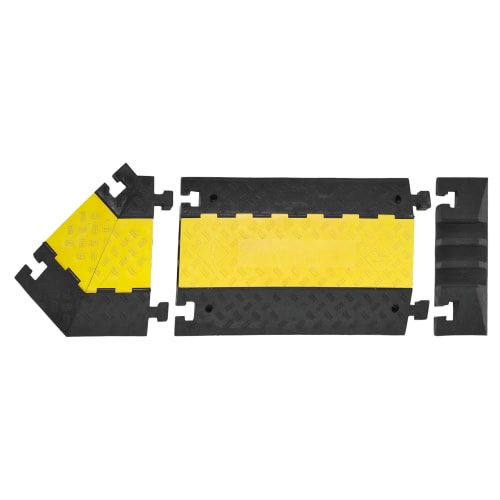 Kabelbrücke COCON PLUS aus schwarzem und gelbem Kunststoff mit mehreren Segmenten zur Kabelabsicherung