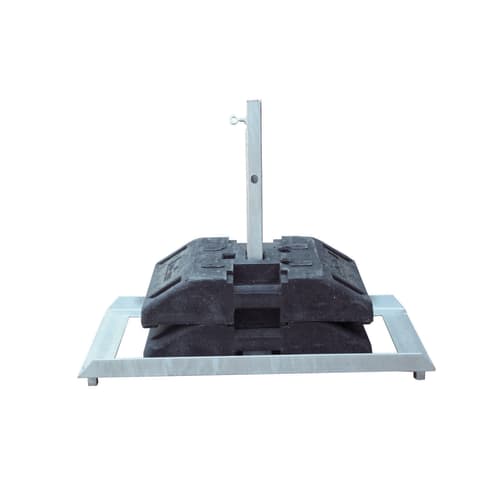 TL-Schilderständer Typ K mit Gewichtsklasse K4, bestehend aus Metallrahmen und schwarzen Gewichten