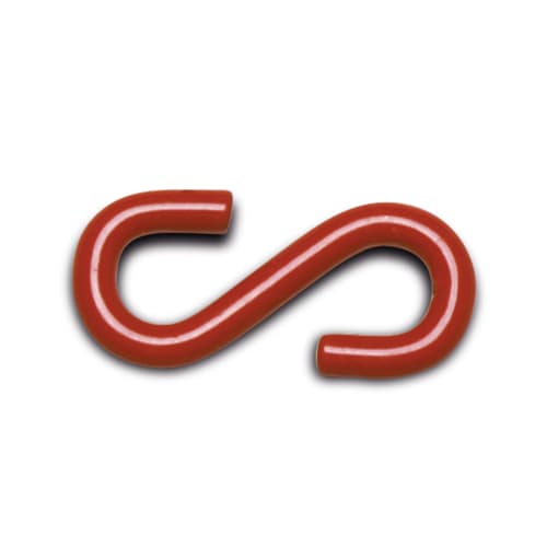 Roter S-Haken aus Metall mit Kunststoffbeschichtung