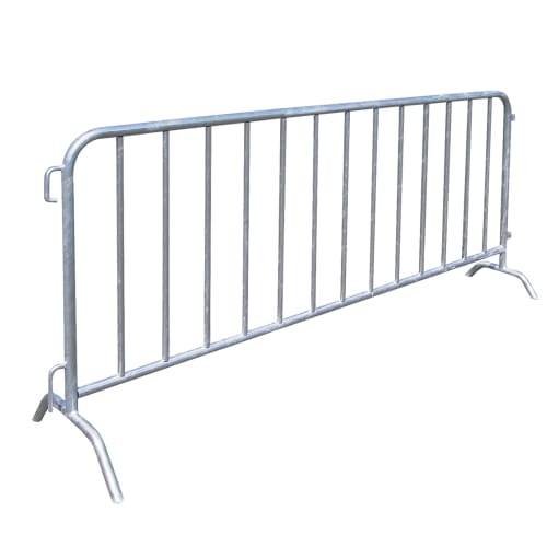 Metallisches Absperrgitter FLEX mit vertikalen Stäben und stabilen Standfüßen