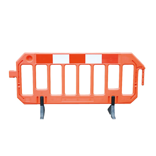 Oranges Sperrgitter STREET ORANGE mit weißen Reflexstreifen und Metallfüßen