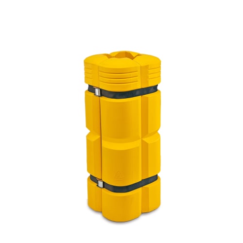 Gelber Säulenschutz ELASTIC mit schwarzen Klettbändern für Rechteck-Säulen