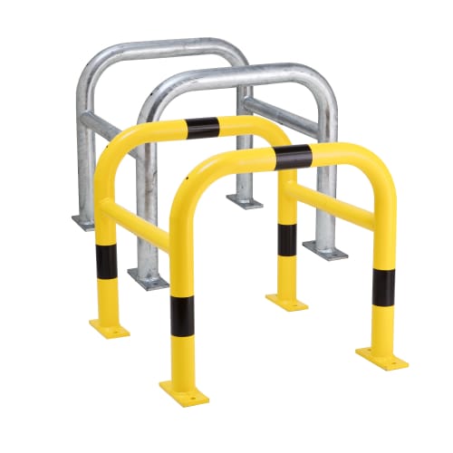 Säulenschutz WACHTWERK X aus Stahl in gelb und verzinktem Stahl, Stärke XS, Durchmesser 48 bis 60 mm