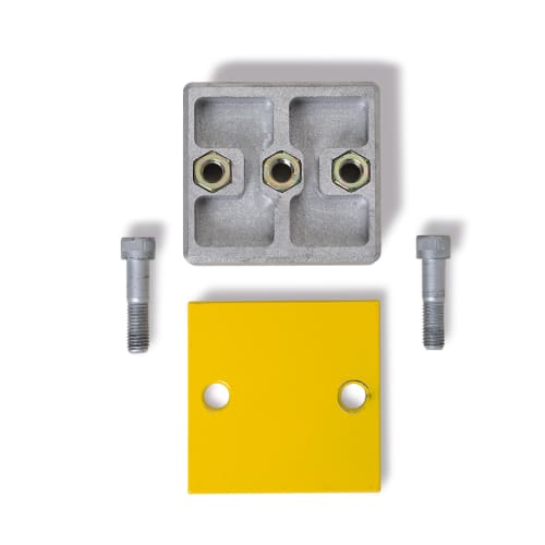 Verlängerungsset MAX für Rammschutzplanke WACHTWERK X Modulsystem EINS mit Metallplatte, gelber Abdeckung und Schrauben