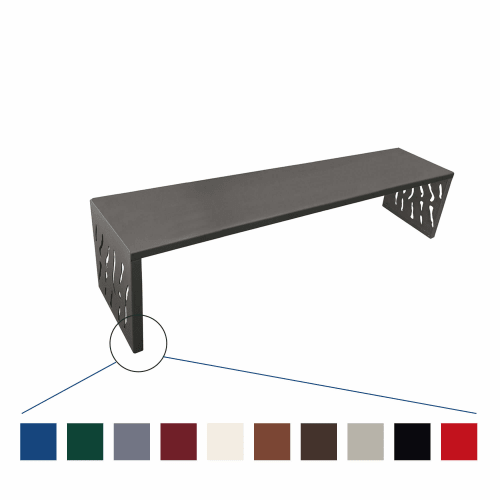 Sitzbank VENEDIG aus Stahl ohne Rückenlehne in dunkelgrauer Farbe mit dekorativen Ausschnitten an den Seiten