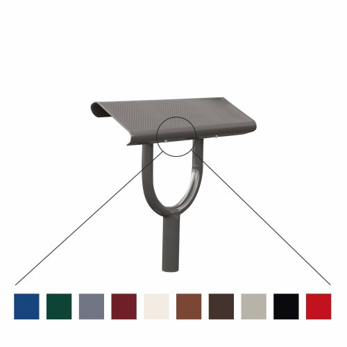 Stehbank Standlehne OSLO GO in grauer Farbe mit perforierter Sitzfläche und U-förmiger Stütze