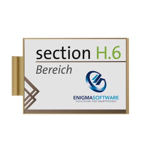 Madrid Bronze Line Fahnenschild mit Aufschrift section H.6 Bereich und Enigma Software Logo