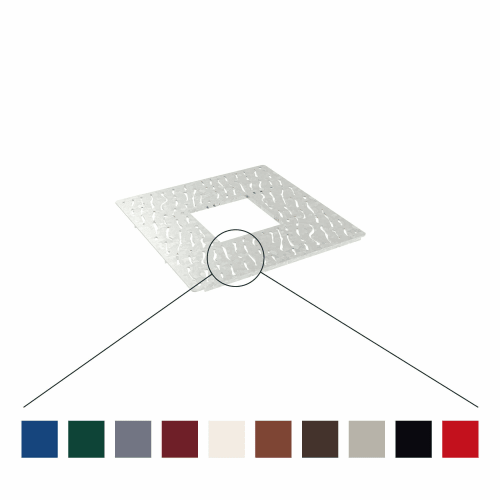 Baumrost aus Stahl Modell VENEDIG eckig mit Muster und quadratischer Öffnung in der Mitte