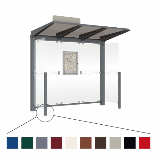Modernes Wartehäuschen VENEDIG mit transparenten Wänden und farbigen Pfostenoptionen