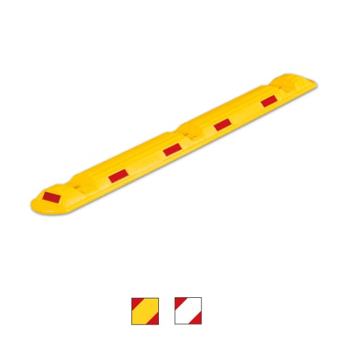 Gelbe Parkschwelle NIGHT mit roten Reflektoren zur Parkplatzbegrenzung