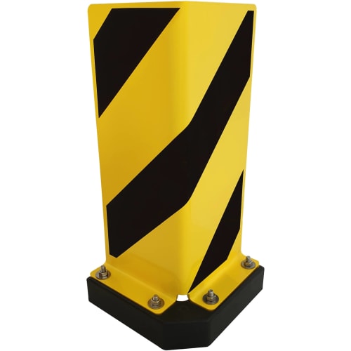 Regalanfahrschutz Swing von WACHTWERK X® gelb mit schwarzen Warnstreifen und schwarzer Gummibasis